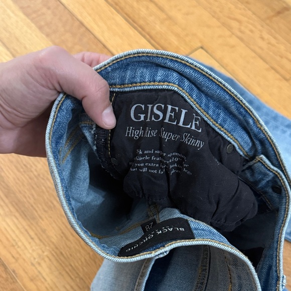 Black Orchid Women’s Gold Foil Light Wash Gisele High Rise Super Skinny Jeans - Picture 6 of 9